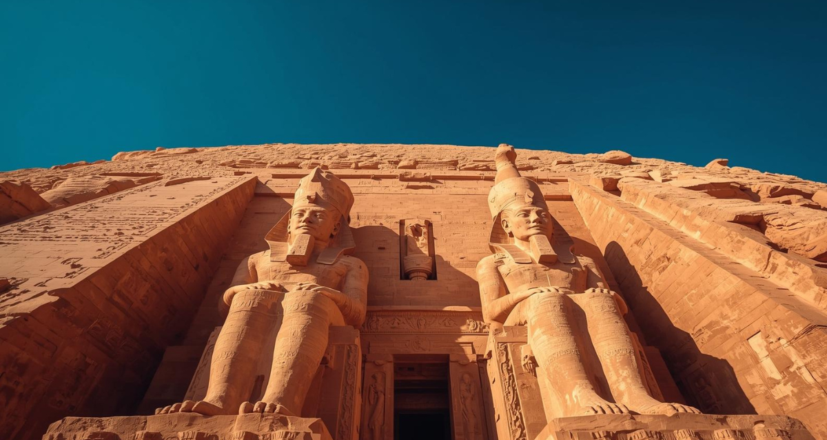 Abu Simbel Tempel mit Ramses Statuen als beeindruckende Ägypten Sehenswürdigkeit
