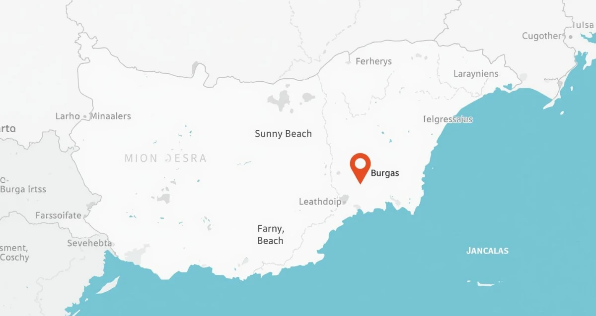 Lagekarte von Bulgarien mit Markierung Sonnenstrand nahe Burgas