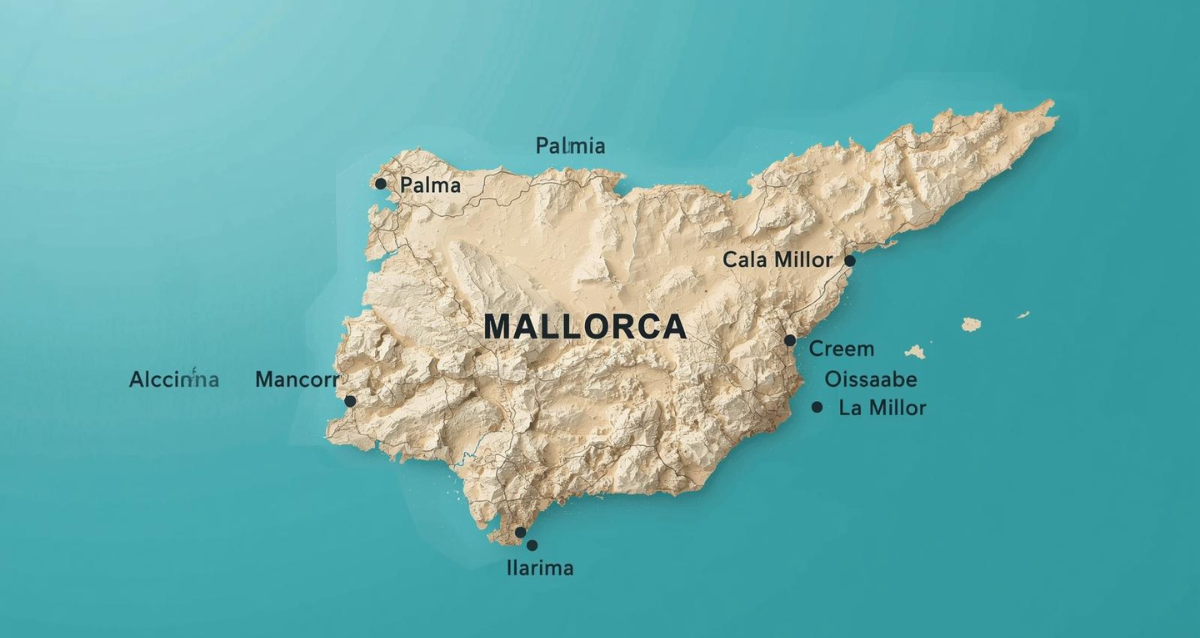 Mallorca Karte mit Palma, Alcúdia und wichtigsten Urlaubsorten im Überblick
