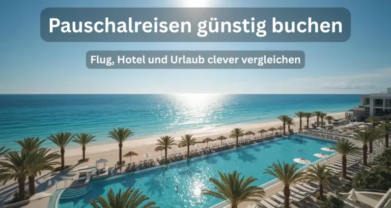 Pauschalreisen mit Hotel, Pool und Strand in sonniger Urlaubsatmosphäre
