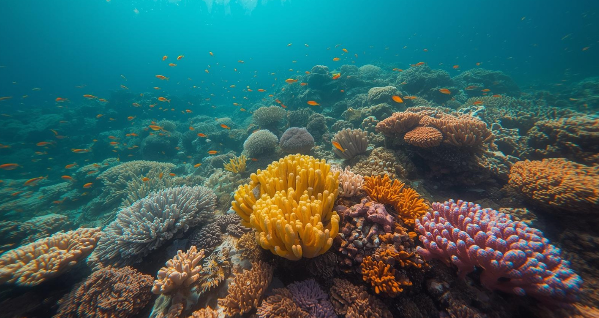 Korallenriff im Roten Meer mit bunten Fischen als beliebte Ägypten Sehenswürdigkeit