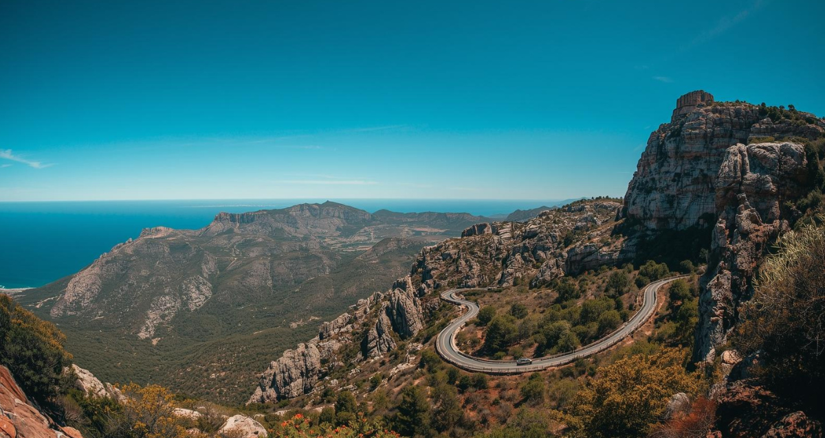 Serra de Tramuntana Gebirge auf Mallorca mit Serpentinenstraße
