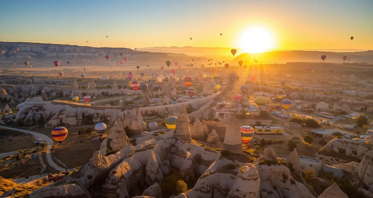 Ballonfahrt über Kappadokien Heißluftballons über Kappadokien bei Sonnenaufgang
