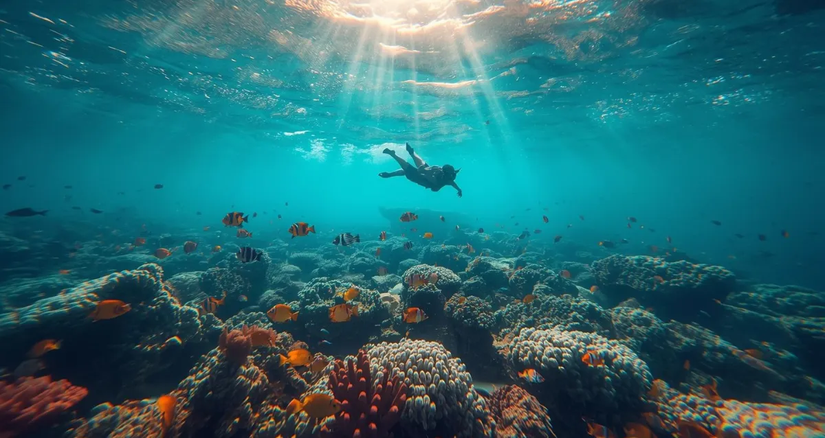 Schnorcheln im Roten Meer – Bunte Korallenriffe in Ägypten Schnorcheln im Roten Meer über bunten Korallenriffen in Ägypten