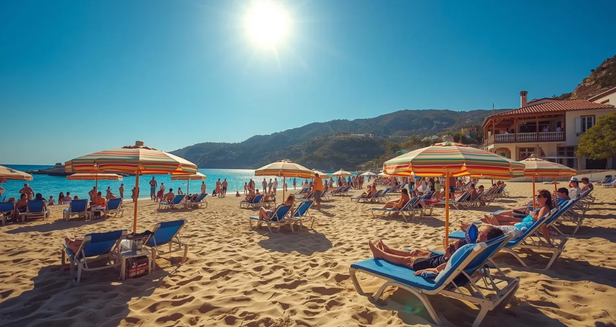 Sommerliches Türkei Wetter mit Strandurlaub und Sonnenschein an der Mittelmeerküste