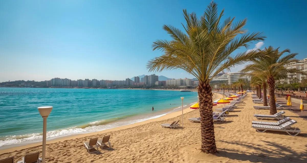 Türkei Wetter an der Riviera mit sonnigem Strand, blauem Meer und sommerlichen Temperaturen