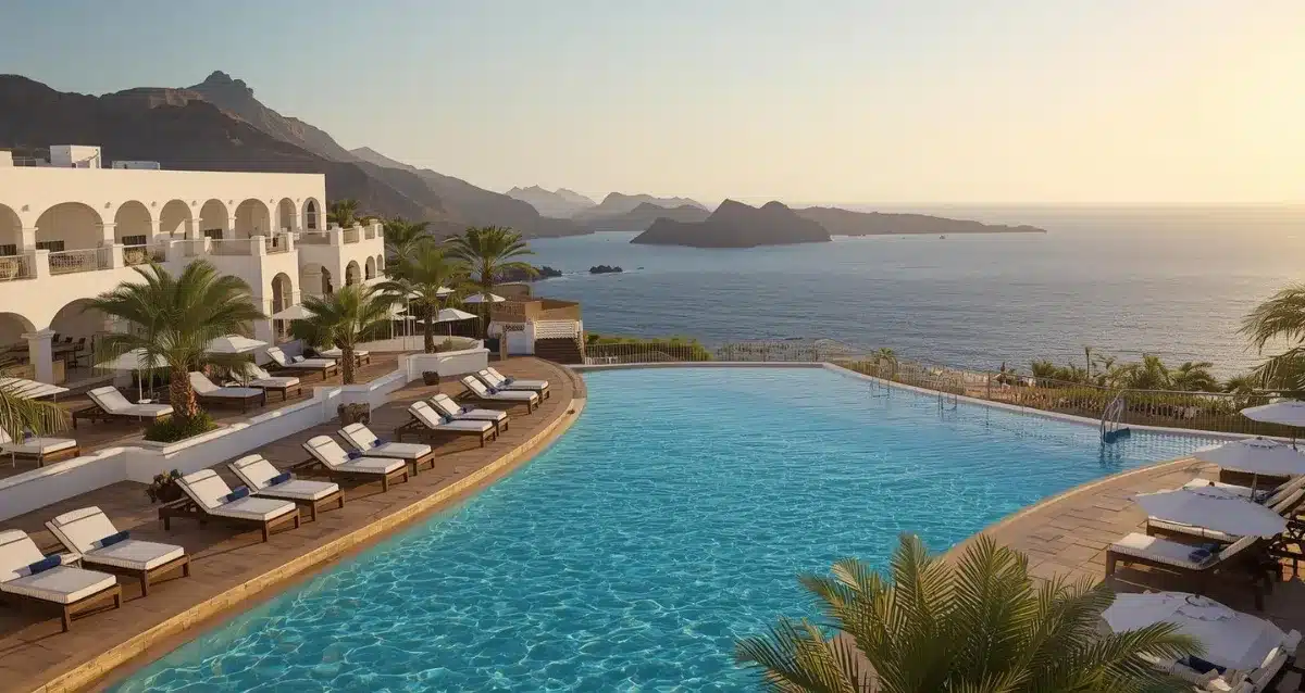 Kanaren Hotelanlage mit Strand, Pool und Küstenkulisse