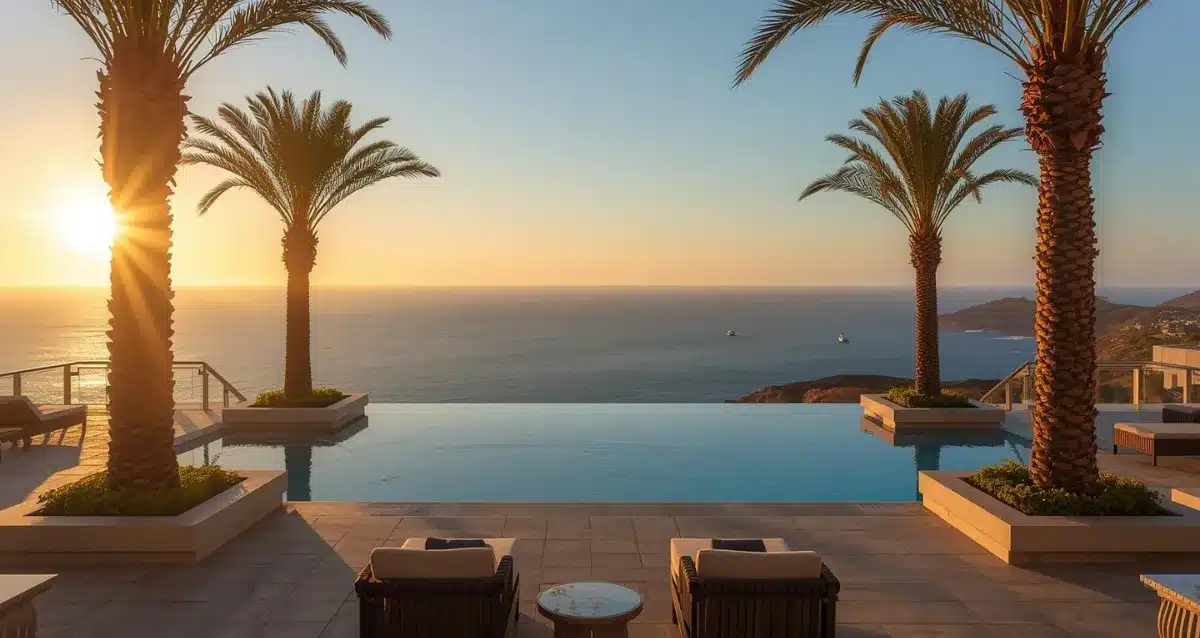 Kanaren Hotelpool bei Sonnenuntergang mit Meerblick