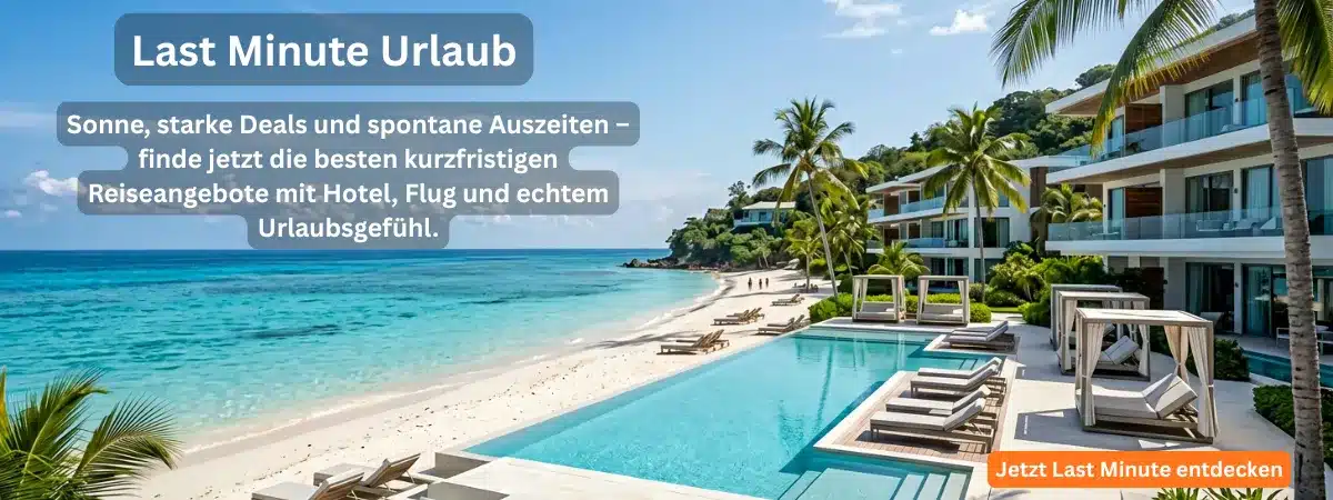 Hero Bild für Last Minute Urlaub mit Hotel, Pool und Meer im Panoramaformat