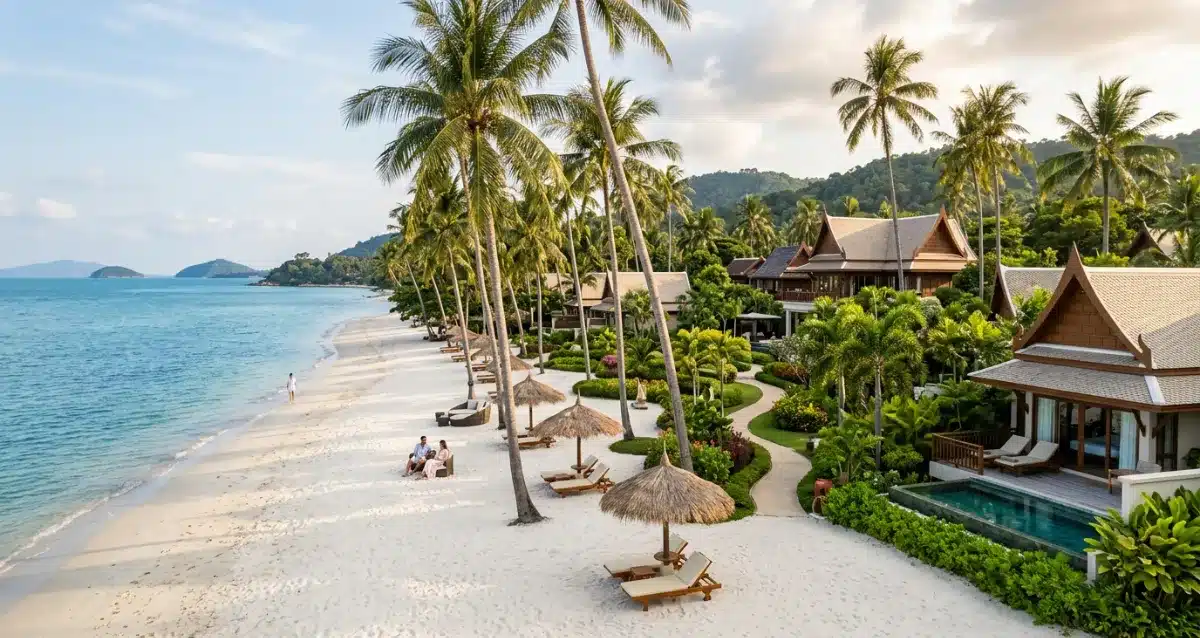 Santiburi Koh Samui mit Palmenstrand und Resortgarten