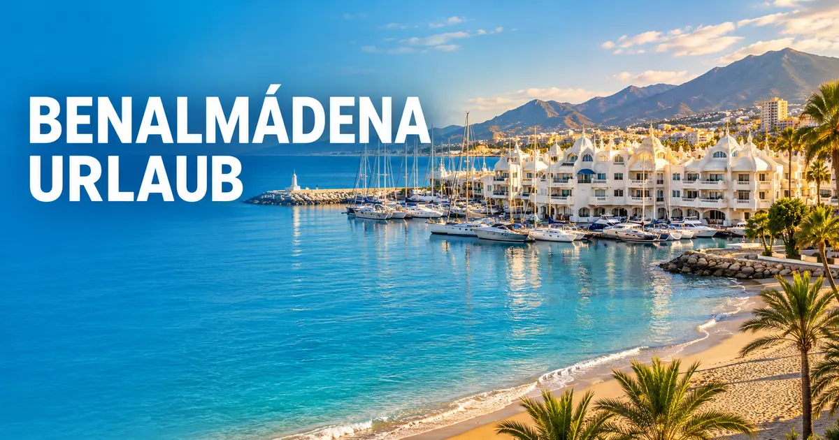 Benalmádena Urlaub mit Puerto Marina, Palmen, Strand und Mittelmeer an der Costa del Sol