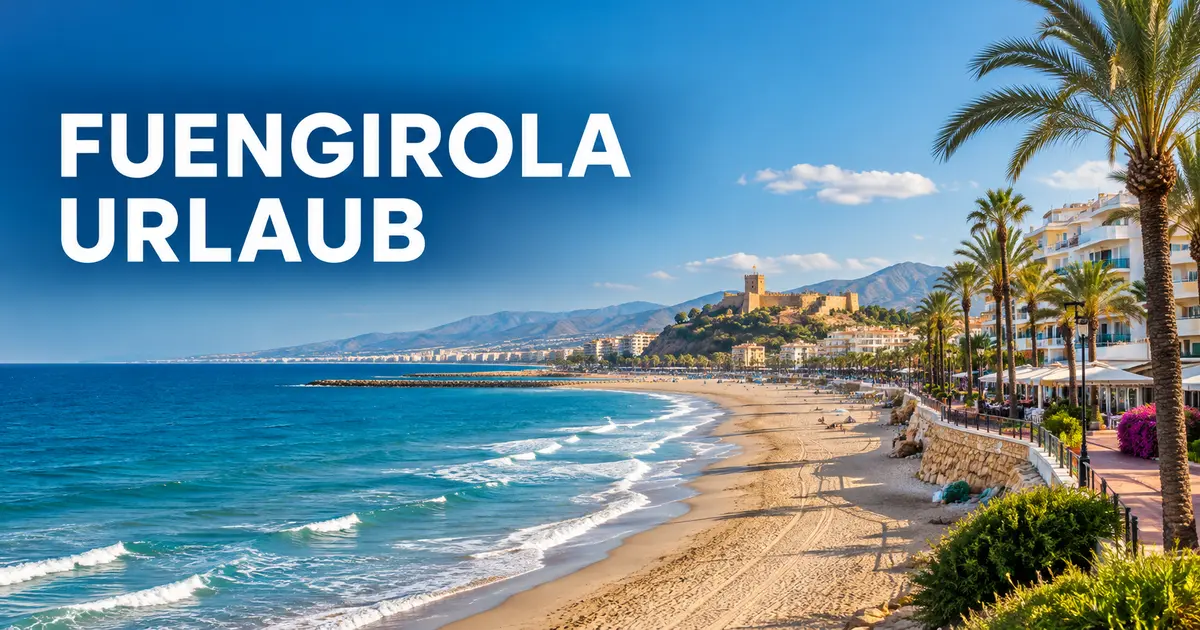 Fuengirola Urlaub mit Sandstrand, Palmen, Promenade und Mittelmeer an der Costa del Sol